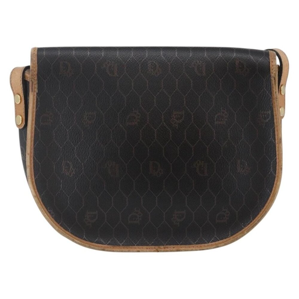 Christian Dior Honeycomb Canvas Shoulder Bag PVC Leather Black Auth BA6822 - Picture 3 of 16